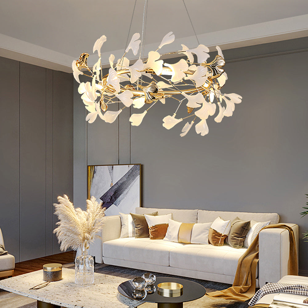 Jarn Suspension Feuille/Multi Moderne Métal/Céramique Doré/Blanc Salon - image 20 | Maison Opale