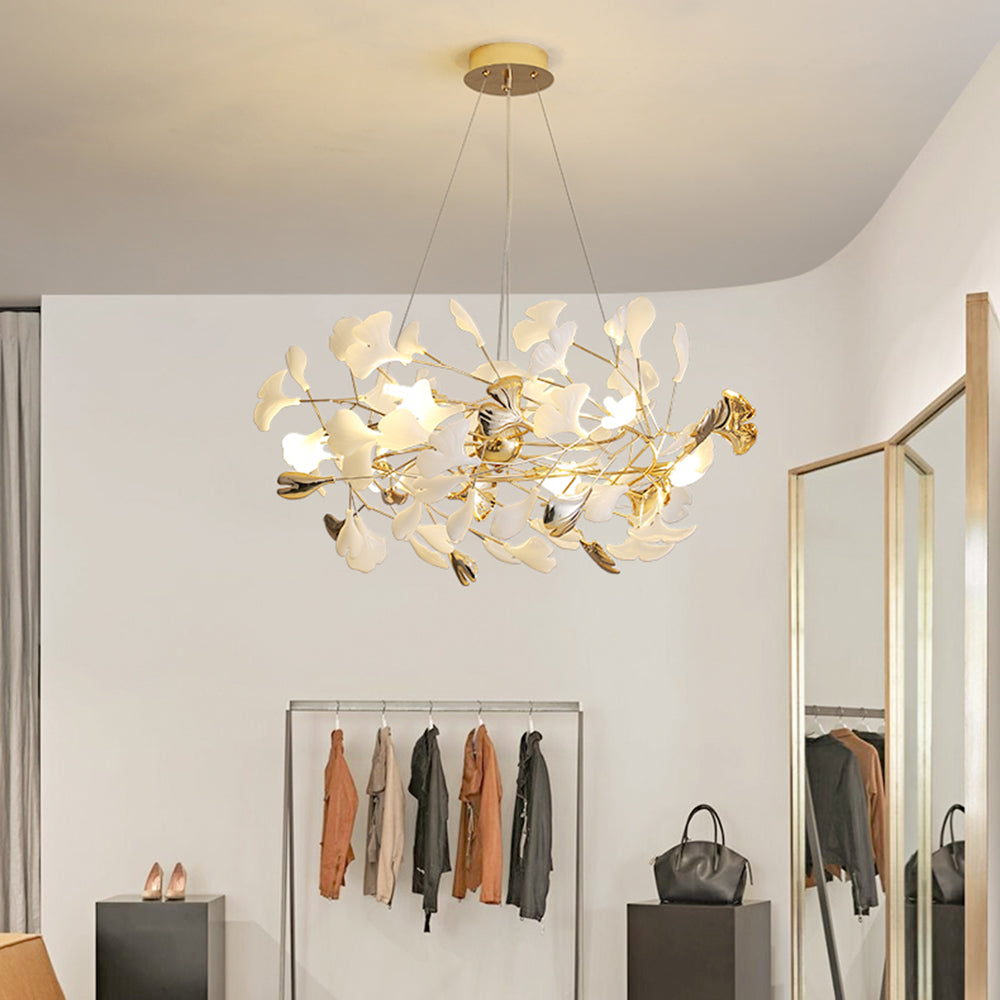 Jarn Suspension Feuille/Multi Moderne Métal/Céramique Doré/Blanc Salon - image 3 | Maison Opale