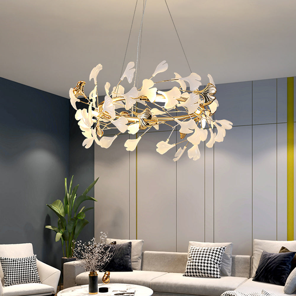 Jarn Suspension Feuille/Multi Moderne Métal/Céramique Doré/Blanc Salon - image 9 | Maison Opale