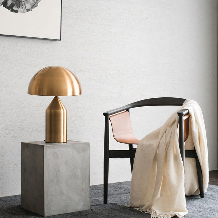 Mira Lampe de Table Champignon Minimaliste, Métal, Noir/Blanc/Or, Chambre - image 3 | Maison Opale