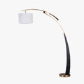 Mira Design Italien Lampadaire Arc Moderne Métal/Tissu Noir/Doré Salon - image 1 | Maison Opale