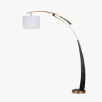 Mira Design Italien Lampadaire Arc Moderne Métal/Tissu Noir/Doré Salon - image 1 | Maison Opale