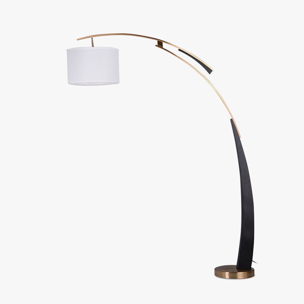 Mira Design Italien Lampadaire Arc Moderne Métal/Tissu Noir/Doré Salon - image 1 | Maison Opale