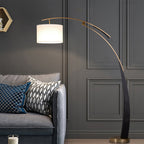 Mira Design Italien Lampadaire Arc Moderne Métal/Tissu Noir/Doré Salon - image 3 | Maison Opale