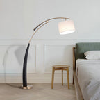Mira Design Italien Lampadaire Arc Moderne Métal/Tissu Noir/Doré Salon - image 4 | Maison Opale