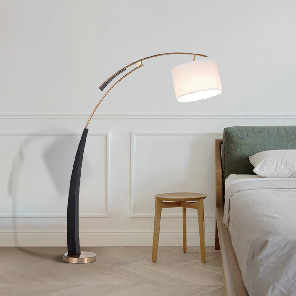 Mira Design Italien Lampadaire Arc Moderne Métal/Tissu Noir/Doré Salon - image 4 | Maison Opale