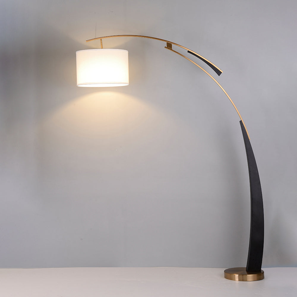 Mira Design Italien Lampadaire Arc Moderne Métal/Tissu Noir/Doré Salon - image 6 | Maison Opale