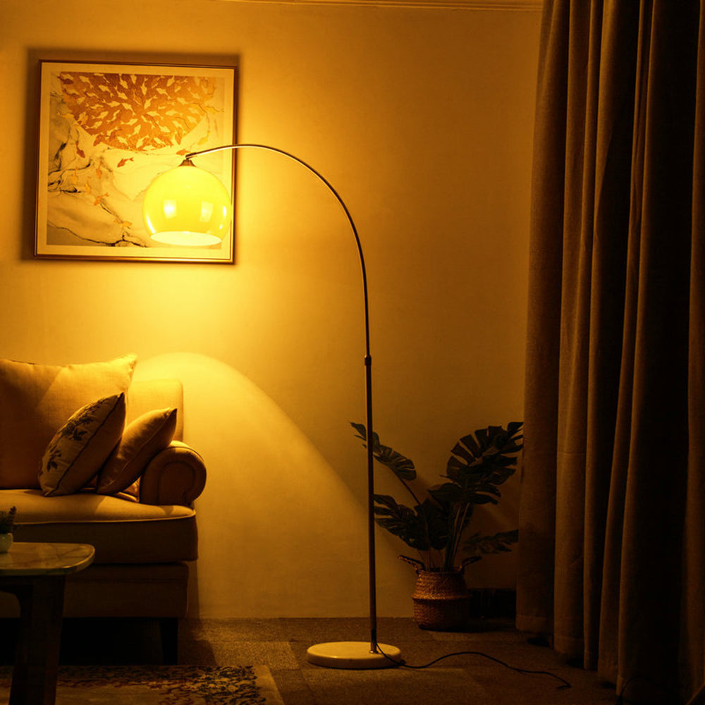 Mira Lampadaire Dôme Moderne Métal/Marbre/Acrylique Blanc/Orange Salon - image 7 | Maison Opale