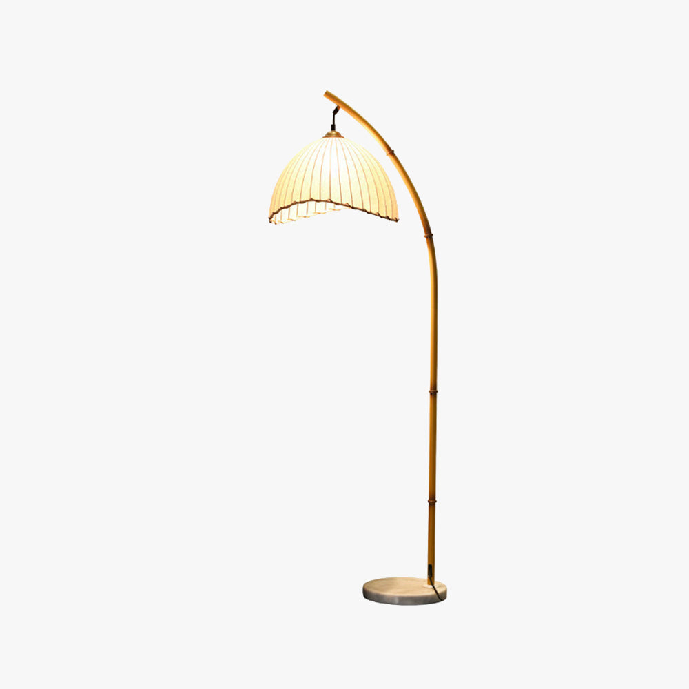 Muto Lampadaire Bambou Simple, Métal/Tissu, Blanc, Salon - image 1 | Maison Opale