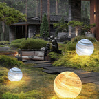 Myrah Lampadaire Boule Moderne Bleu/Curry de Lait Jardin - image 14 | Maison Opale