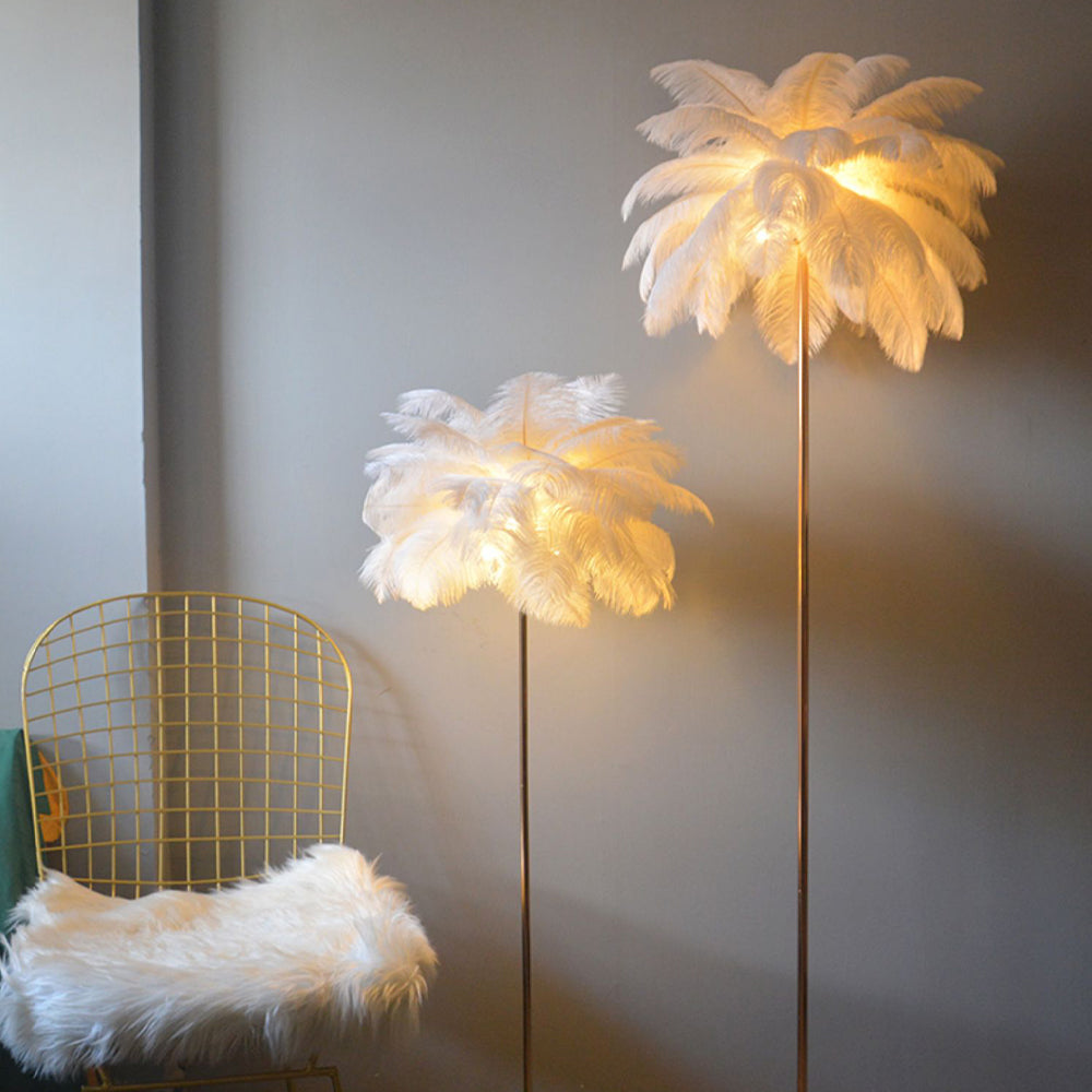O'Moore Lampadaire Arbre Design Plume/Métal Blanc/Rose/Khaki Salon - image 2 | Maison Opale