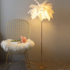 O'Moore Lampadaire Arbre Design Plume/Métal Blanc/Rose/Khaki Salon - image 3 | Maison Opale
