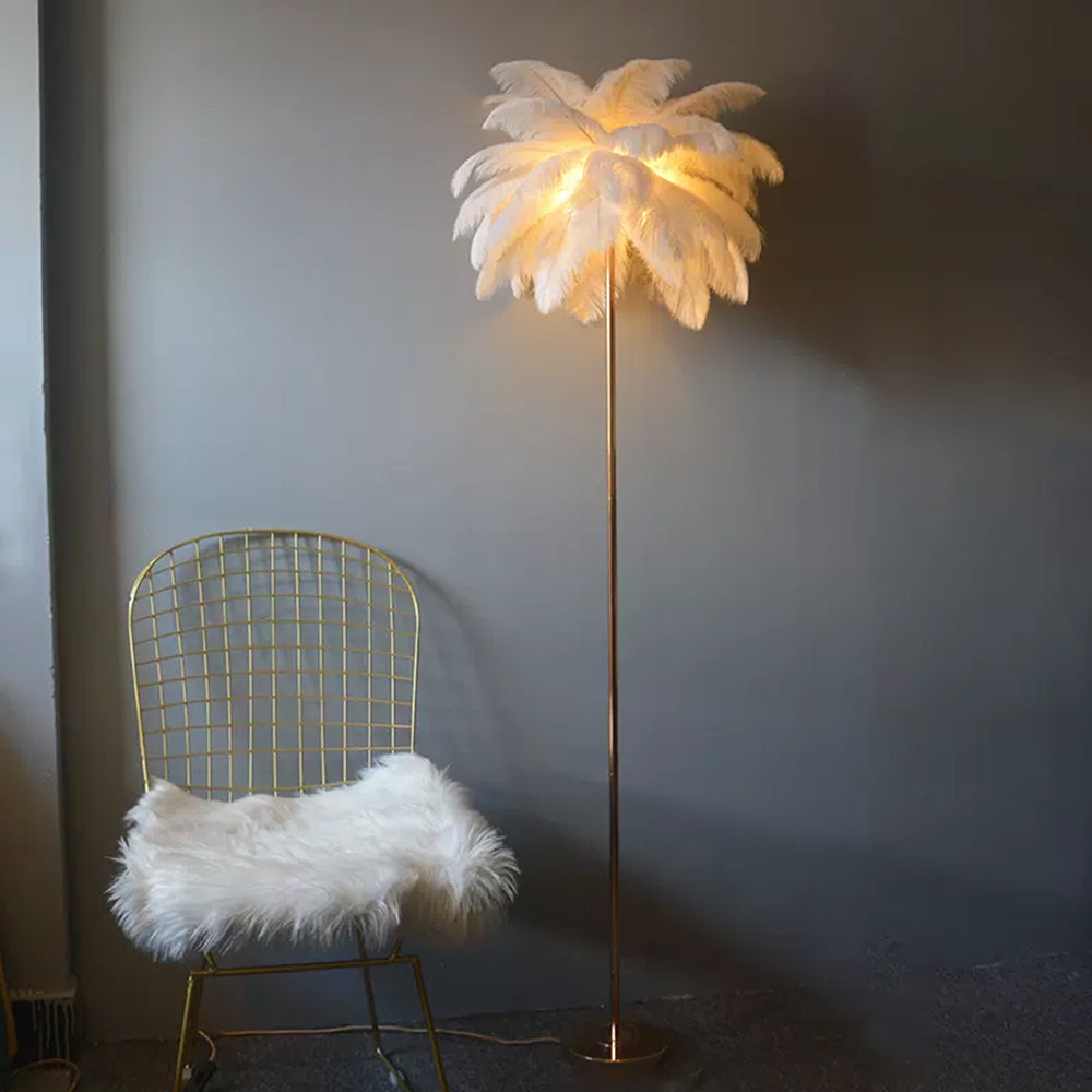 O'Moore Lampadaire Arbre Design Plume/Métal Blanc/Rose/Khaki Salon - image 4 | Maison Opale