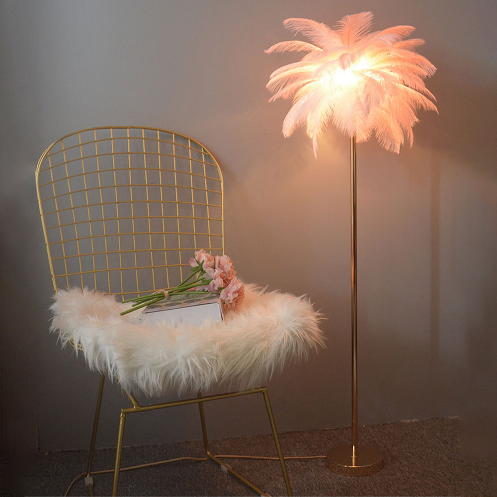O'Moore Lampadaire Arbre Design Plume/Métal Blanc/Rose/Khaki Salon - image 7 | Maison Opale