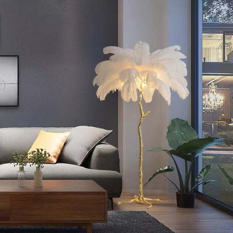 Lampadaire Fleur Luxe Plume/Métal Coloré Salon - image 2 | Maison Opale