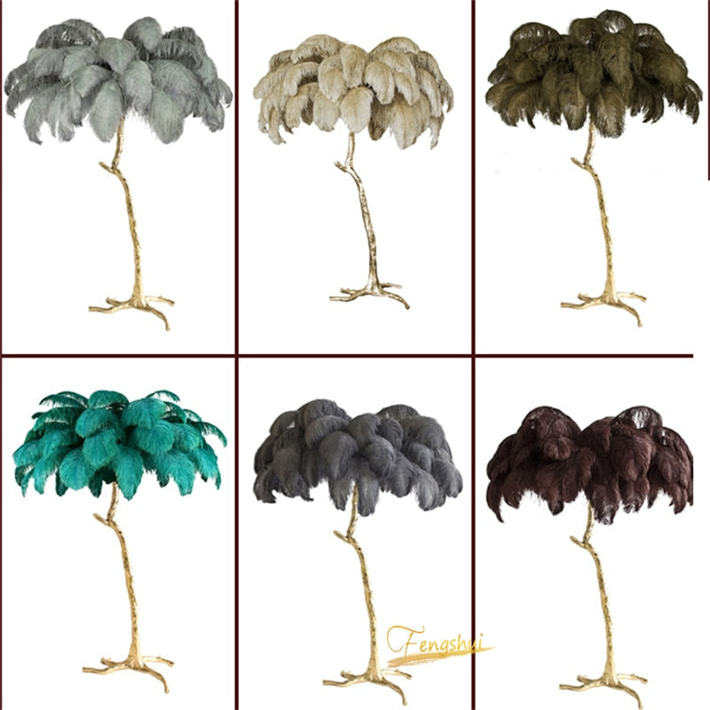 Lampadaire Fleur Luxe Plume/Métal Coloré Salon - image 4 | Maison Opale