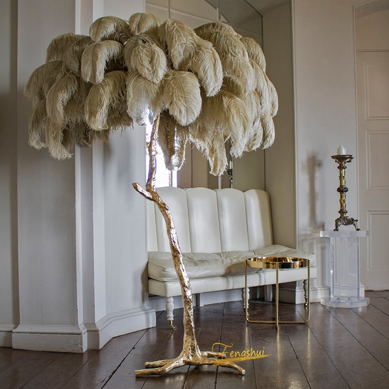 Lampadaire Fleur Luxe Plume/Métal Coloré Salon - image 5 | Maison Opale