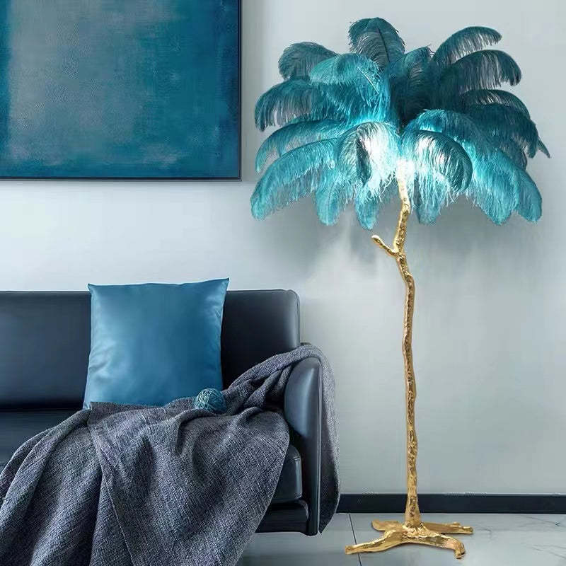 Lampadaire Fleur Luxe Plume/Métal Coloré Salon - image 7 | Maison Opale