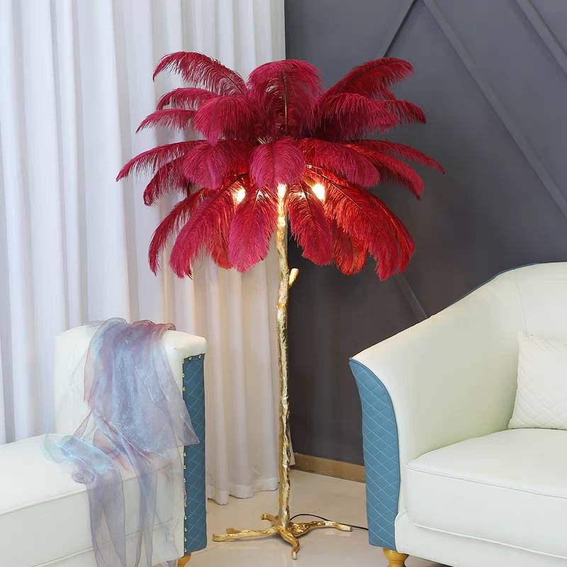 Lampadaire Fleur Luxe Plume/Métal Coloré Salon - image 9 | Maison Opale