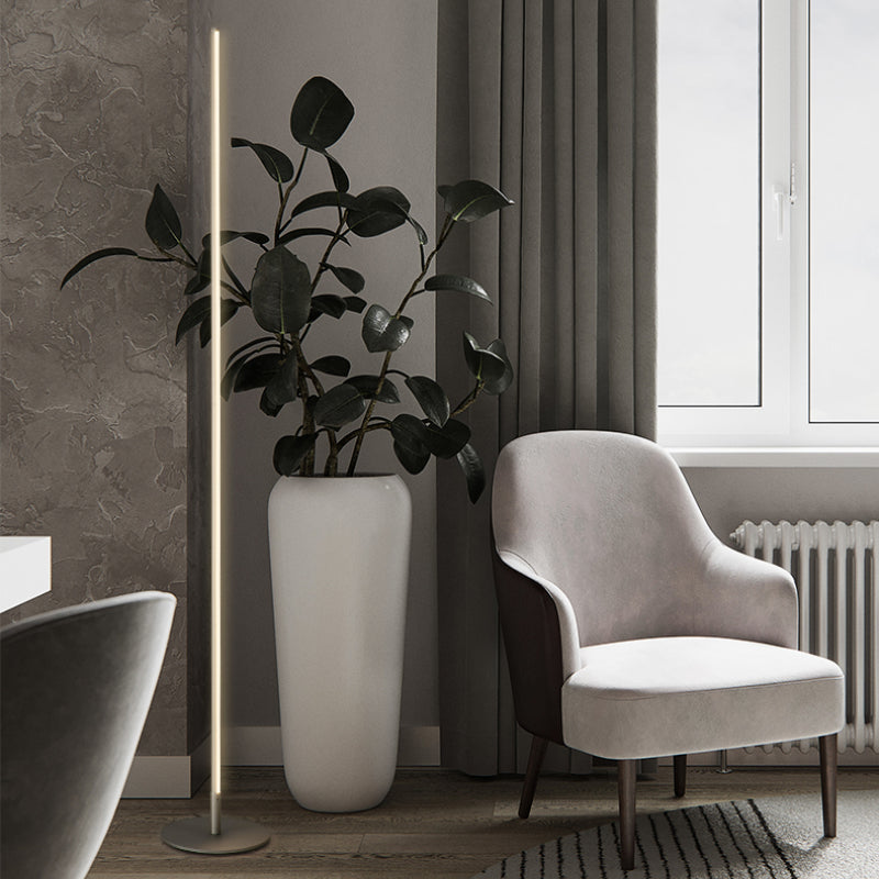 Ray Simple Linéaire LED Lampadaire Or Noir Métal Gel de Silice Salon Chambre - image 14 | Maison Opale