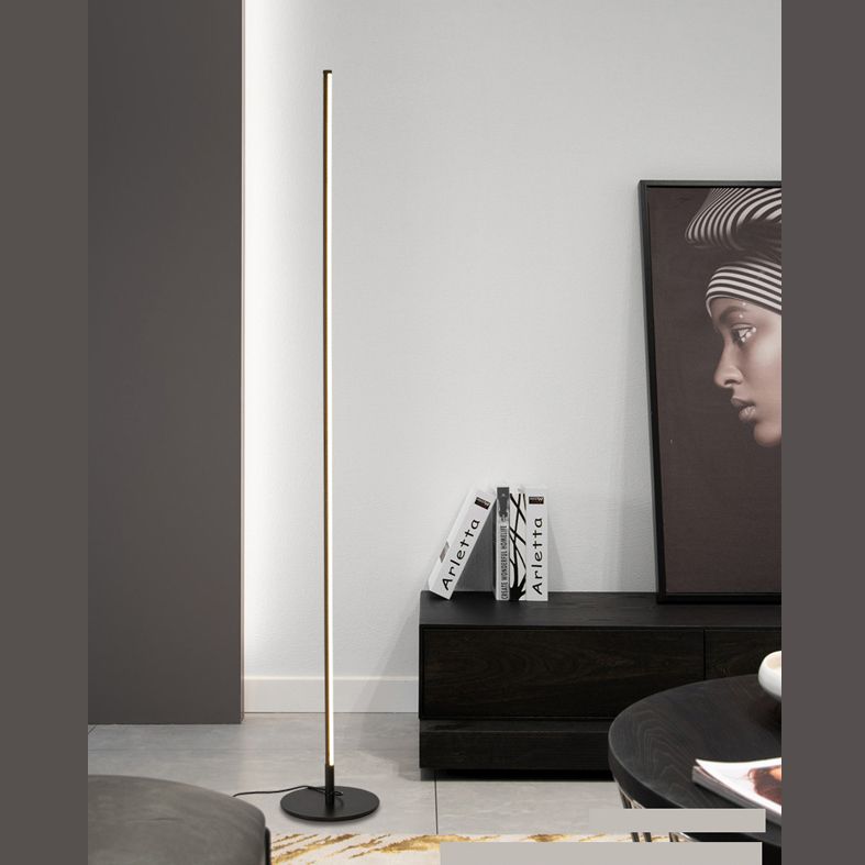 Ray Simple Linéaire LED Lampadaire Or Noir Métal Gel de Silice Salon Chambre - image 15 | Maison Opale
