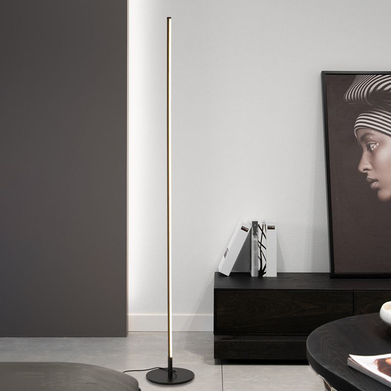 Ray Simple Linéaire LED Lampadaire Or Noir Métal Gel de Silice Salon Chambre - image 7 | Maison Opale