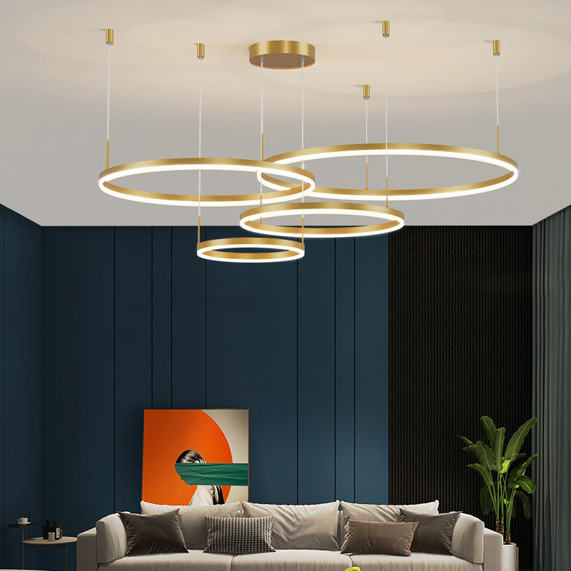 Remi Suspension Anneau Moderne Métal Noir/Doré/Café Salon - image 6 | Maison Opale