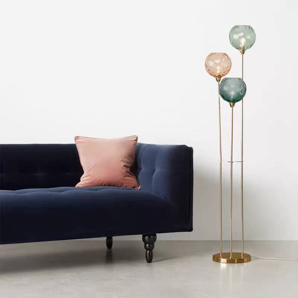 Valentina Lampadaire Boule Moderne, Métal/Verre Mat, Rouge-Gris/Orange-Bleu, Salon - image 5 | Maison Opale
